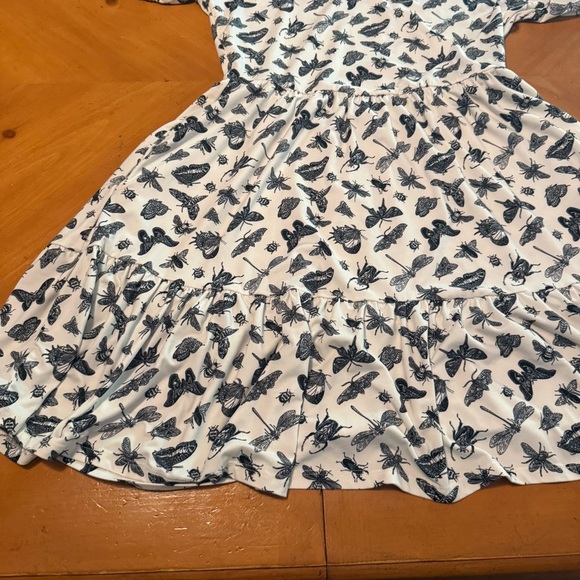 Hot Topic Black & White Tiered Collared Lace Trim Bug Mini Dress M Gothic Witchy - Picture 10 of 15